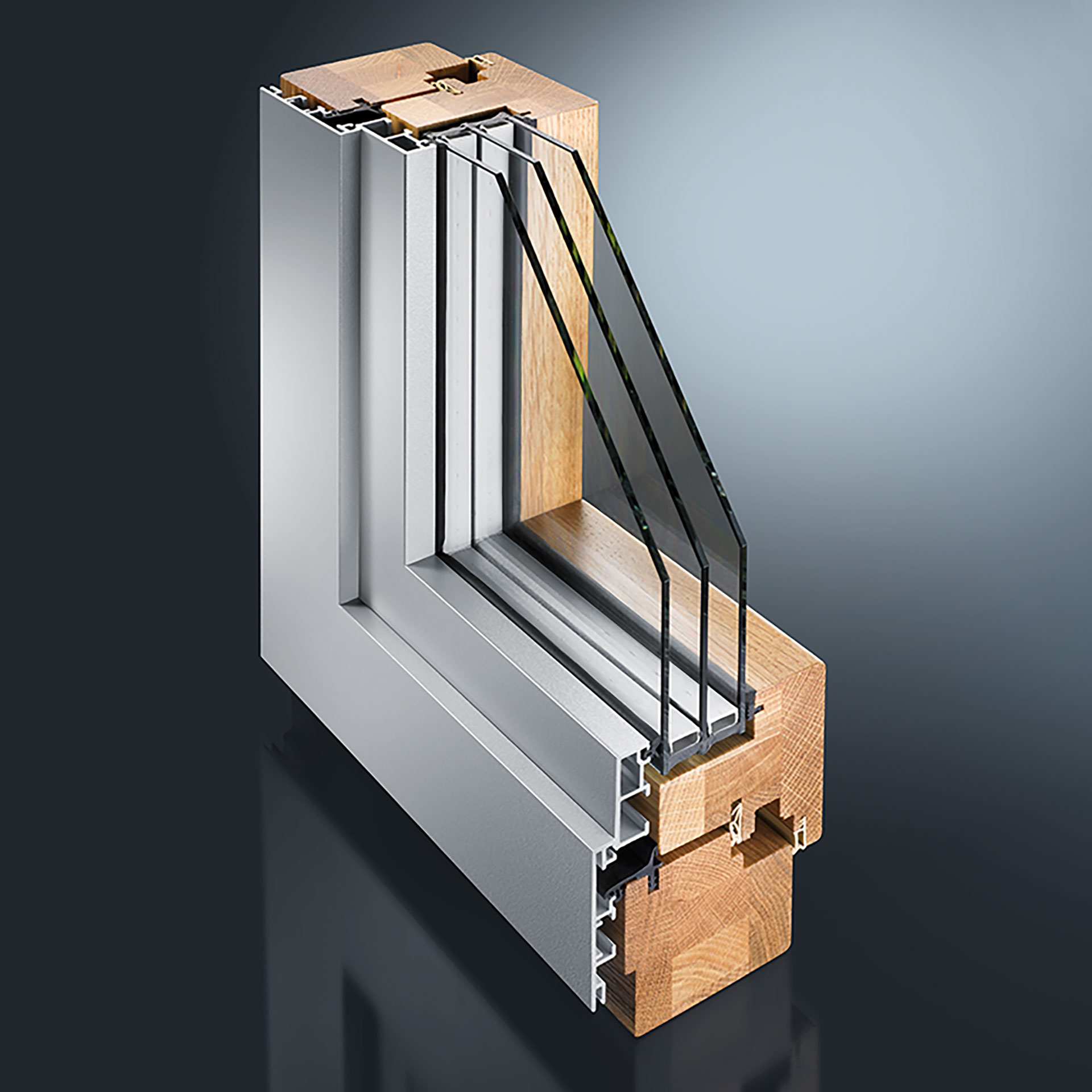Rozwiązania drewniano-aluminiowe oferują rzemieślnikom i stolarzom możliwość połączenia mocnych stron aluminium z zaletami drewna. Systemy drewniano-aluminiowe GUTMANN mogą być realizowane przy niewielkim wysiłku konstrukcyjnym i montażowym.